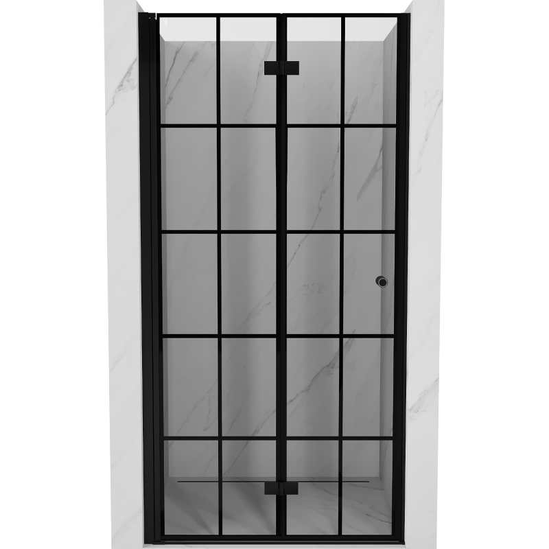 Mexen Mist-F ușă de duș pliabilă stânga 120 cm, grilaj negru, negru - 8A6-120-000-70-77-L