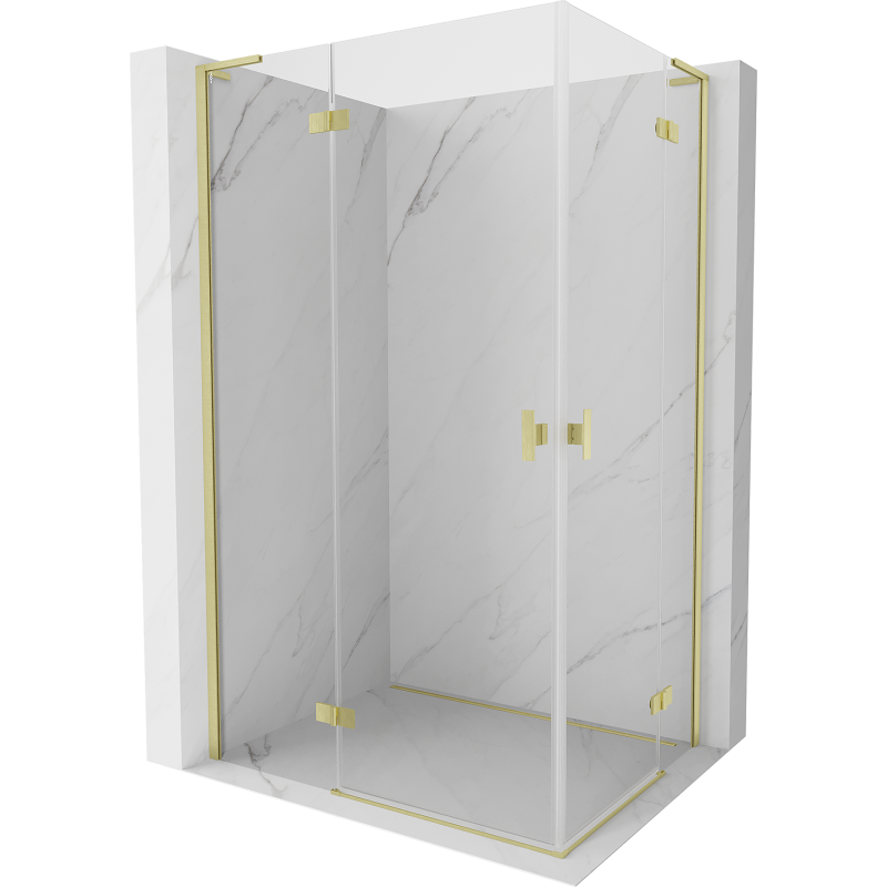 Mexen Mist-H L Duo cabină de duș cu ușă batantă stânga 120 x 115 cm, transparent, auriu periat - 8A5L-120L-115P-55-00