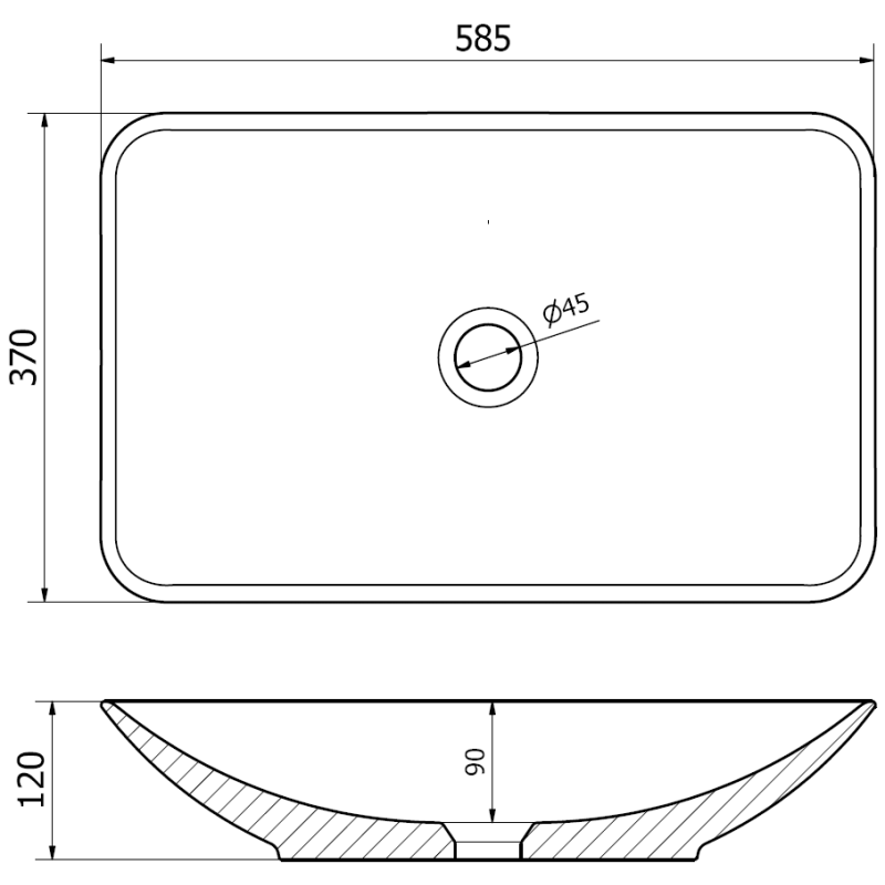 Mexen Avila pult feletti mosdó 58 x 37 cm, fekete matt - 21115585