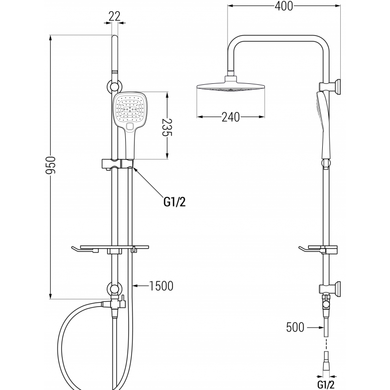 Mexen T17 coloană de duș, crom/alb - 798171793-02