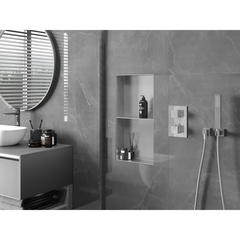 Mexen X-Wall-NR falc nélküli beépített polc 60 x 30 cm, inox - 1911603010S
