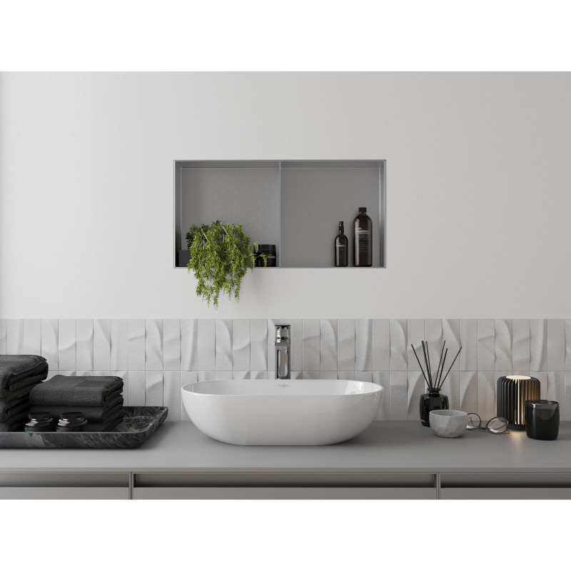 Mexen X-Wall-NR falc nélküli beépített polc 60 x 30 cm, inox - 1911603010S