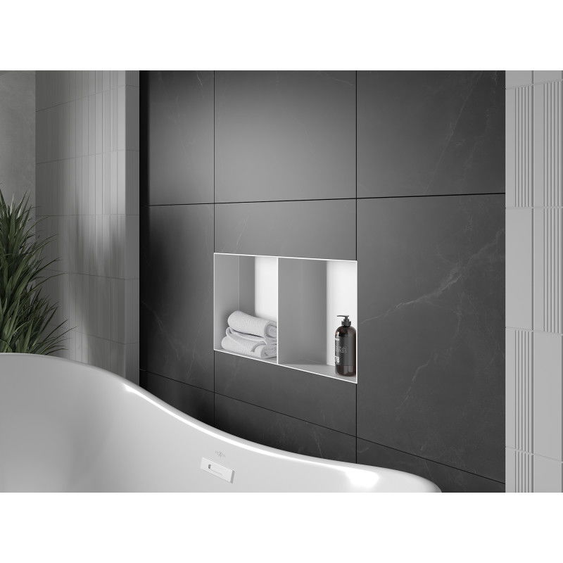 Mexen X-Wall-NR raft încastrat fără colțar cu raft 60 x 30 cm, alb - 1921603010S