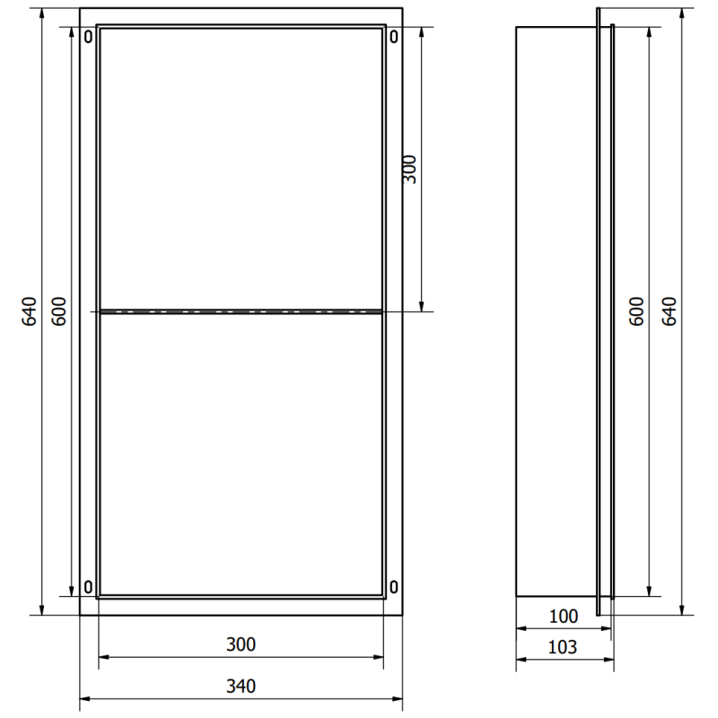 Mexen X-Wall-NR raft de nișă fără flanșă cu raft 60 x 30 cm, auriu periat - 1951603010S