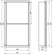 Mexen X-Wall-NR raft încastrat fără guler de mascare prevăzut cu un raft 60 x 30 cm, Aurie - 1951603010S