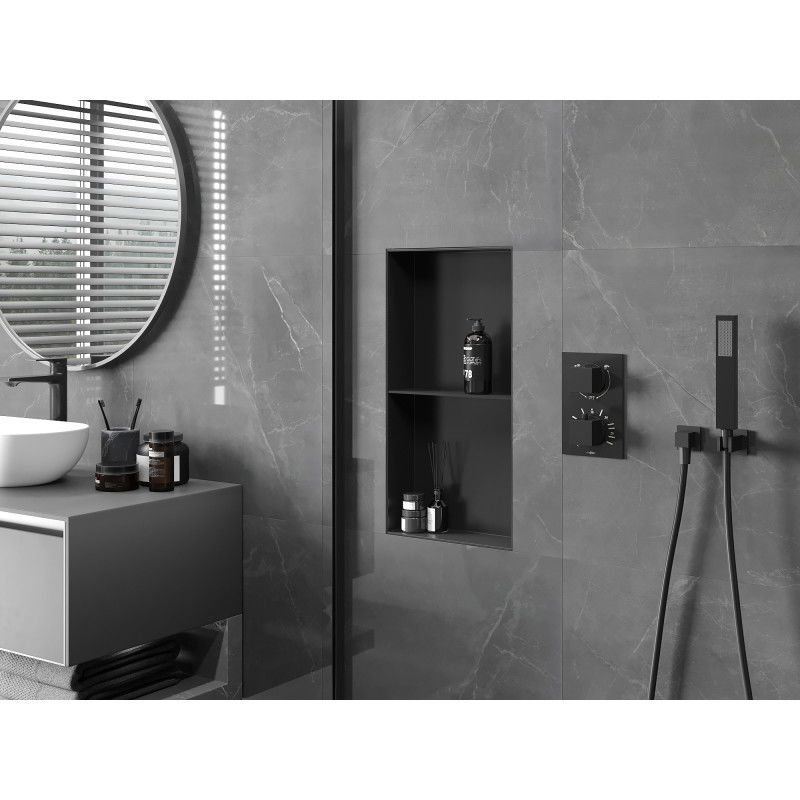 Mexen X-Wall-NR raft incastrat fără flanșă cu poliță 60 x 30 cm, negru - 1971603010S