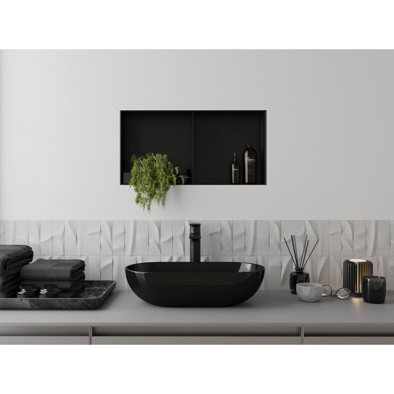 Mexen X-Wall-NR raft incastrat fără flanșă cu poliță 60 x 30 cm, negru - 1971603010S
