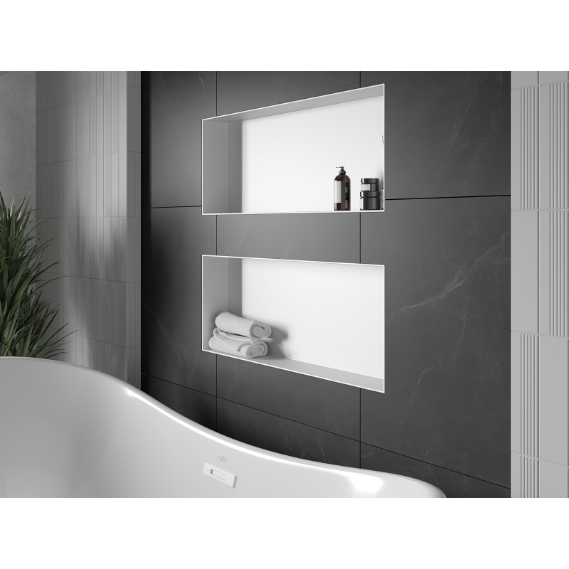 Mexen X-Wall-NR raft nișat fără flanșă 75 x 30 cm, alb - 1921753010