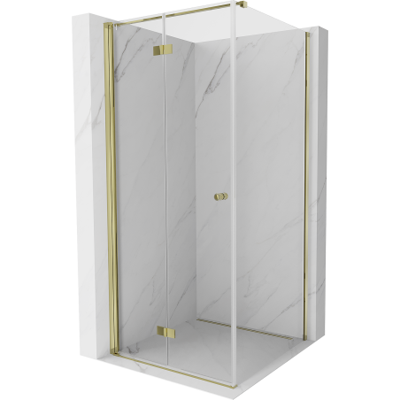Mexen Mist-F T cabină de duș pliabilă stânga 70 x 70 cm, transparent, auriu - 8A6T-070-070-50-00-L