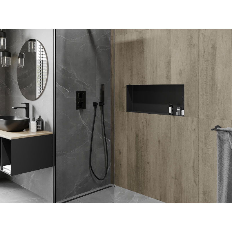Mexen X-Wall-NR raft în nișă fără margine 75 x 30 cm, negru - 1971753010
