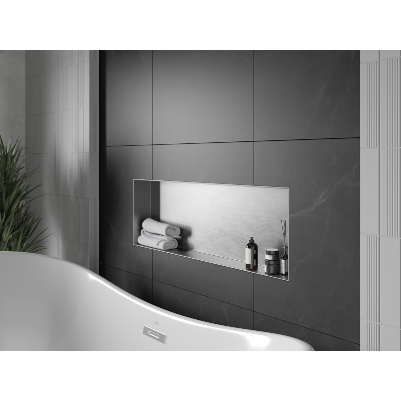 Mexen X-Wall-NR bélelt faliszekrény perem nélkül, 90 x 30 cm, inox - 1911903010