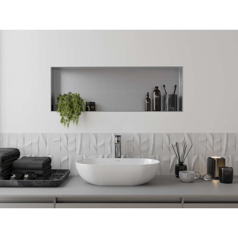 Mexen X-Wall-NR bélelt faliszekrény perem nélkül, 90 x 30 cm, inox - 1911903010