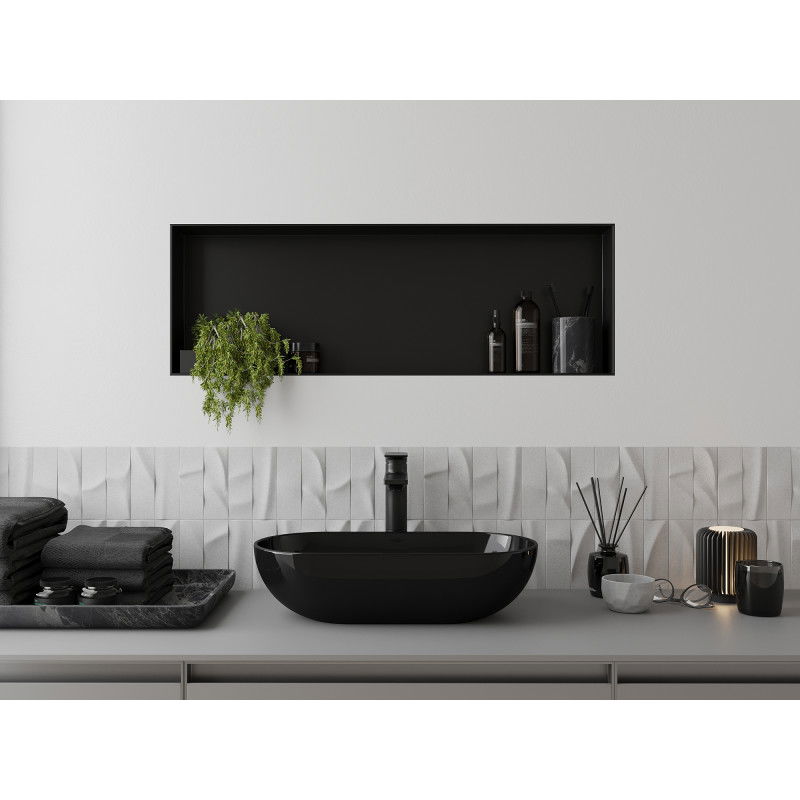 Mexen X-Wall-NR raft încastrat fără flanșă 90 x 30 cm, negru - 1971903010