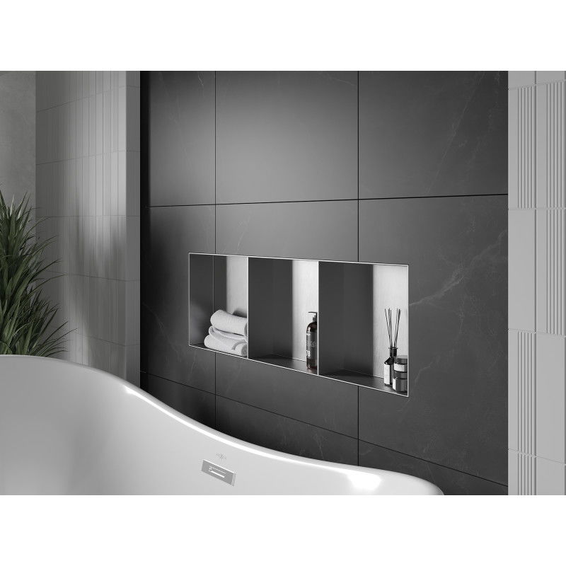 Mexen X-Wall-NR raft încastrat fără ramă cu poliță 90 x 30 cm, inox - 1911903010S