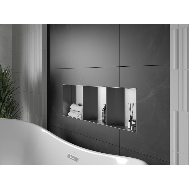 Mexen X-Wall-NR raftă de colț fără flanșă cu poliță 90 x 30 cm, inox - 1911903010S