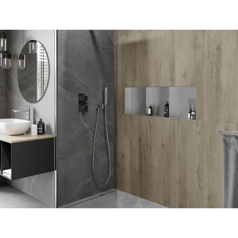Mexen X-Wall-NR fali nélküli fülke polc, polccal 90 x 30 cm, inox - 1911903010S
