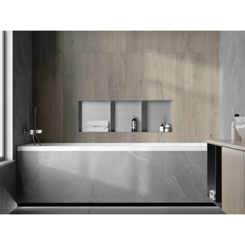 Mexen X-Wall-NR raft încastrat fără colțăre cu raft 90 x 30 cm, inox - 1911903010S