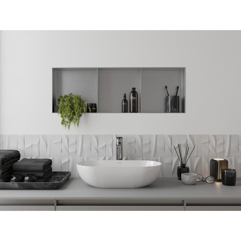 Mexen X-Wall-NR raft încastrat fără ramă cu poliță 90 x 30 cm, inox - 1911903010S