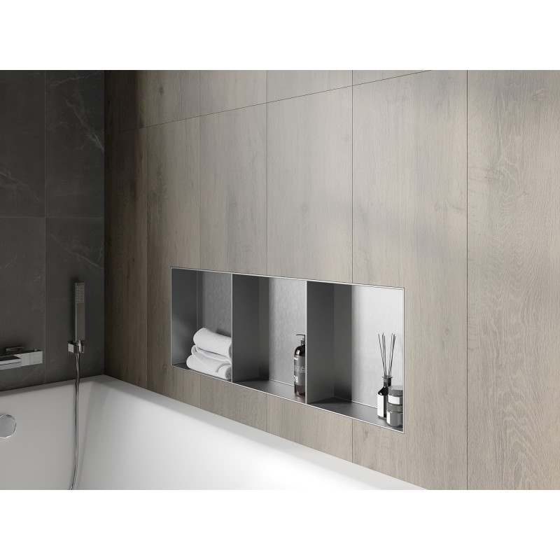 Mexen X-Wall-NR raft încastrat fără colțăre cu raft 90 x 30 cm, inox - 1911903010S