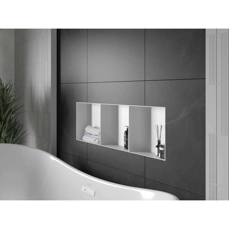 Mexen X-Wall-NR raft de nișă fără flanșă cu etajeră 90 x 30 cm, alb - 1921903010S