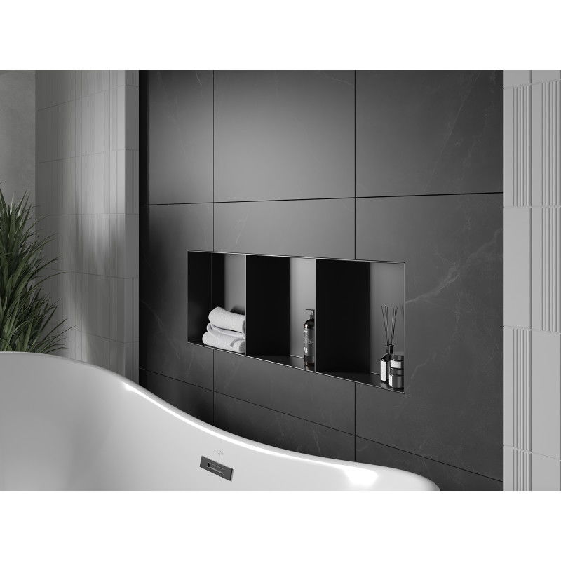 Mexen X-Wall-NR raft încastrat fără flanșă cu raft 90 x 30 cm, negru - 1971903010S