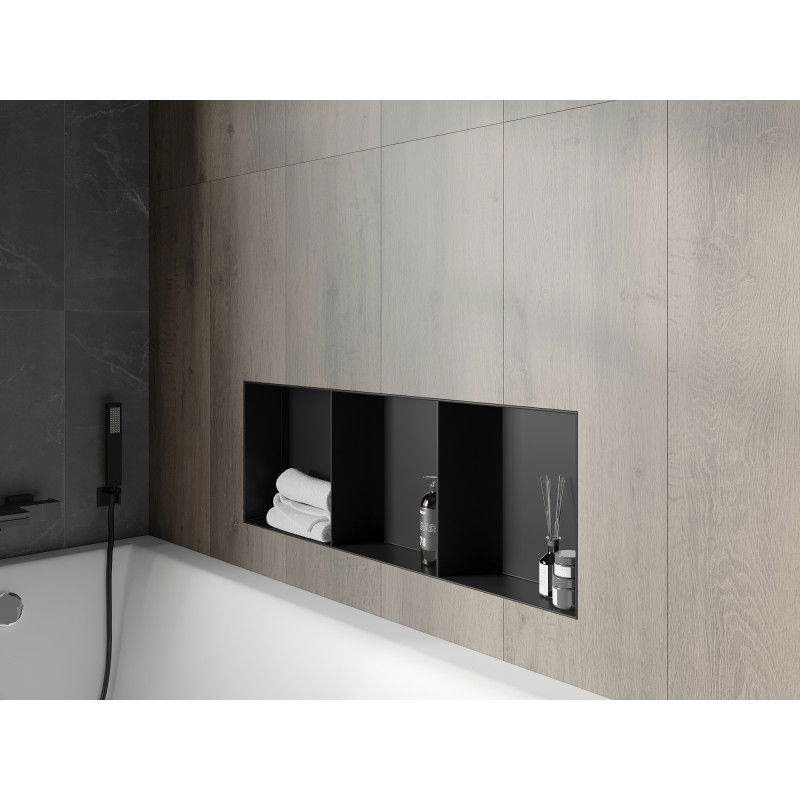 Mexen X-Wall-NR raft încastrat fără flanșă cu raft 90 x 30 cm, negru - 1971903010S