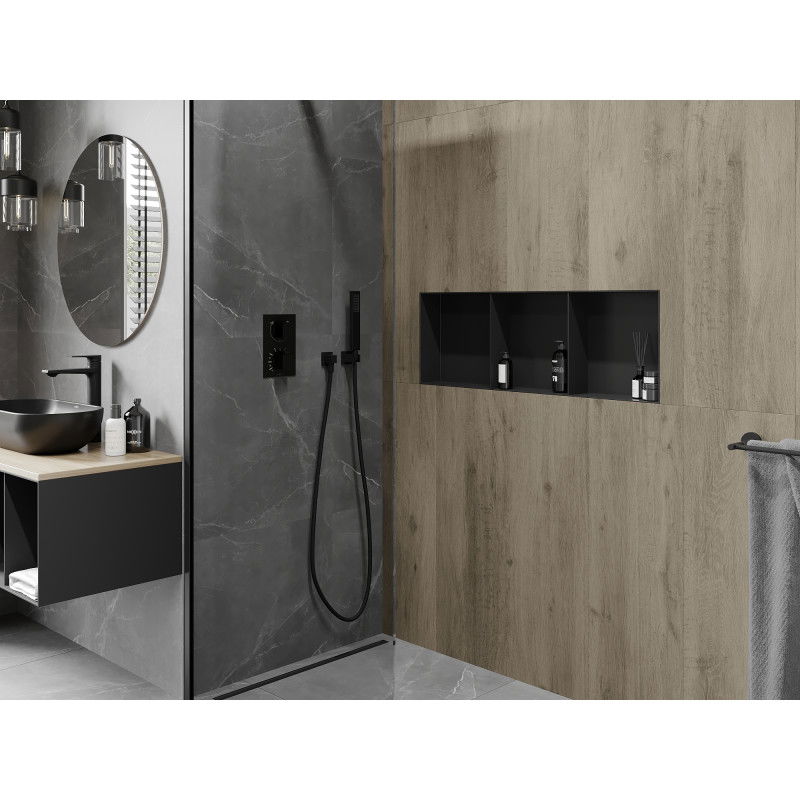 Mexen X-Wall-NR raft încastrat fără flanșă cu raft 90 x 30 cm, negru - 1971903010S
