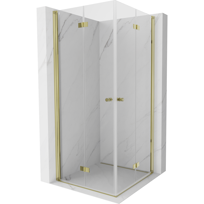 Mexen Mist-F Duo cabină de duș pliabilă 95 x 95 cm, transparent, auriu - 8A6-095L-095P-50-00