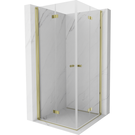 Mexen Mist-F Duo cabină de duș pliabilă 95 x 95 cm, transparent, auriu - 8A6-095L-095P-50-00