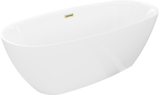 Mexen Luvo Slim szabadon álló kád 170 x 75 cm, fehér, arany túlfolyó - 52801707500-50