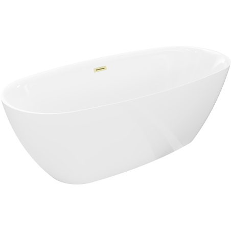 Mexen Luvo Slim szabadon álló kád 170 x 75 cm, fehér, arany szálcsiszolt túlfolyó - 52801707500-55