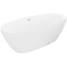 Mexen Luvo Slim szabadon álló kád 170 x 75 cm, fehér, arany szálcsiszolt túlfolyó - 52801707500-55