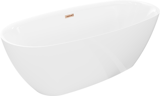 Mexen Luvo Slim szabadon álló kád 170 x 75 cm, fehér, rózsaarany túlfolyó - 52801707500-60