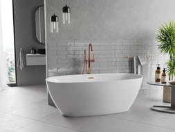Mexen Luvo Slim cadă freestanding 170 x 75 cm, albă, preaplin gri deschis periat - 52801707500-66