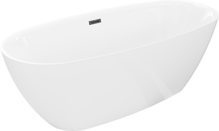 Mexen Luvo Slim szabadon álló kád 170 x 75 cm, fehér, fekete túlfolyó - 52801707500-70