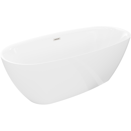Mexen Luvo Slim szabadon álló kád 170 x 75 cm, fehér, ecsetelt nikkel túlfolyó - 52801707500-97