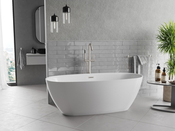 Mexen Luvo Slim cadă de baie freestanding 170 x 75 cm, albă, preaplin nichel periat - 52801707500-97