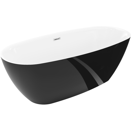 Mexen Luvo Slim szabadon álló kád 170 x 75 cm, fehér/fekete, króm túlfolyó - 52801707575-01