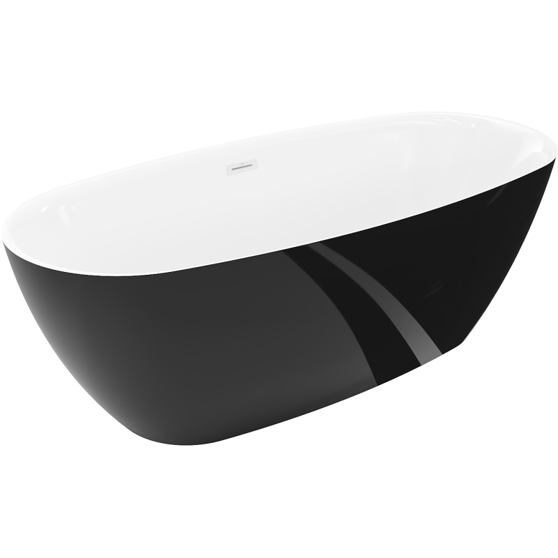 Mexen Luvo Slim szabadon álló kád 170 x 75 cm, fehér/fekete, fehér túlfolyás - 52801707575-20