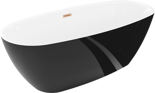 Mexen Luvo Slim cadă de baie independentă 170 x 75 cm, alb/negru, preaplin cupru periat - 52801707575-65