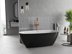 Mexen Luvo Slim cadă freestanding 170 x 75 cm, alb/negru, preaplin cupru periat - 52801707575-65