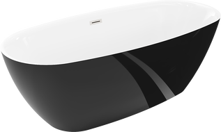 Mexen Luvo Slim cada de sine stătătoare 170 x 75 cm, alb/negru, preaplin nichel periat - 52801707575-97