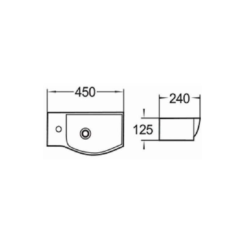 Mexen Hugo balra néző mosdókagyló, 45 x 24 cm, fehér - 21254500L