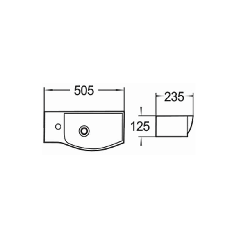 Mexen Hugo chiuvetă deasupra blatului stânga 50 x 23 cm, albă - 21255000L