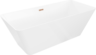 Mexen Velo Slim szabadon álló kád 170 x 75 cm, fehér, túlfolyó rózsaarany - 52811707500-60