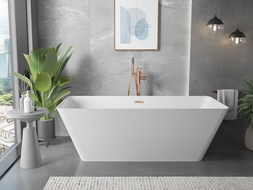 Mexen Velo Slim cadă freestanding 170 x 75 cm, albă, preaplin auriu roz - 52811707500-60