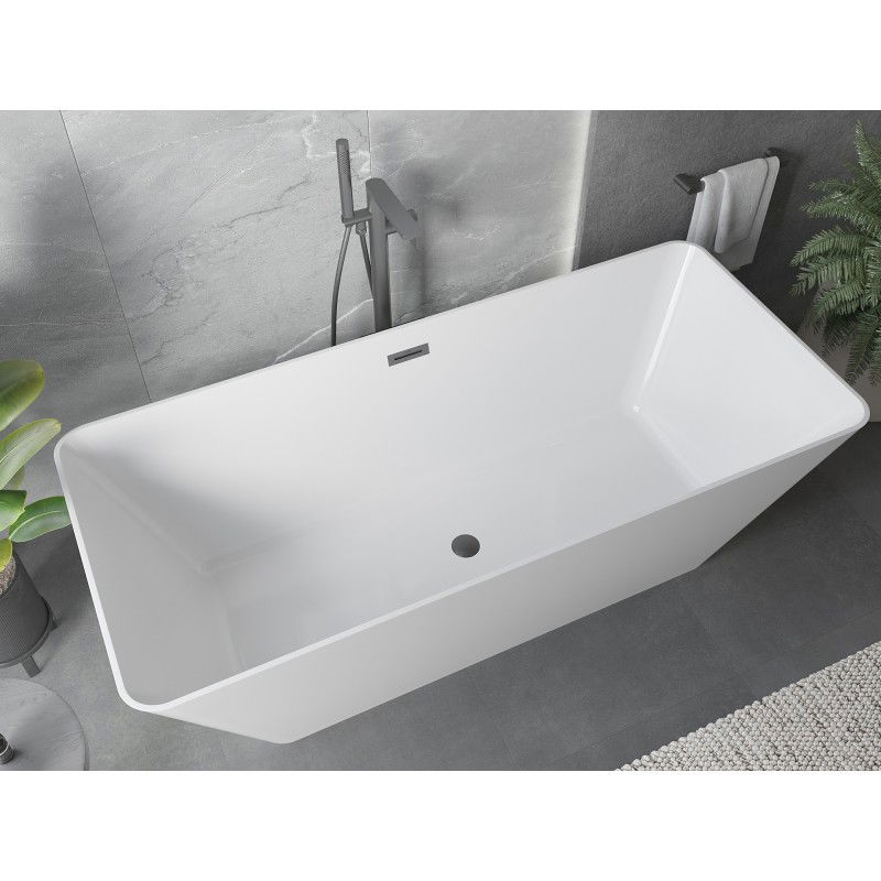 Mexen Velo Slim cadă freestanding 170 x 75 cm, albă, preaplin gri metalic periat - 52811707500-66