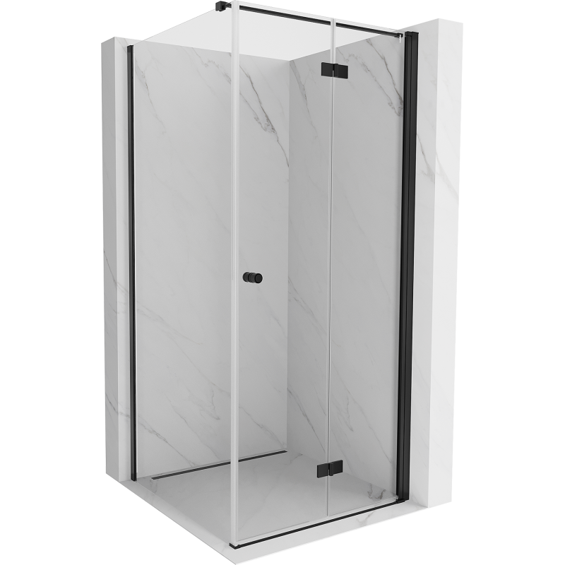 Cabina de duș rabatabilă dreapta Mexen Mist-F T 80 x 80 cm, transparent, negru - 8A6T-080-080-70-00-P