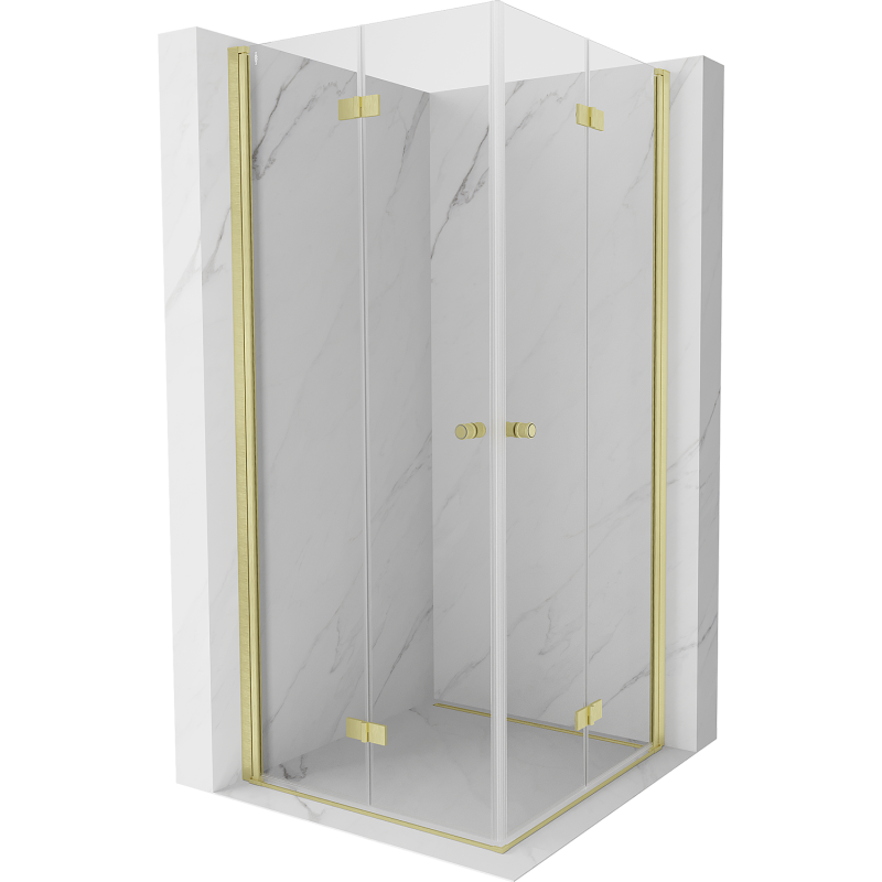 Cabină de duș pliabilă Mexen Mist-F Duo 70 x 70 cm, transparent, auriu periat - 8A6-070L-070P-55-00