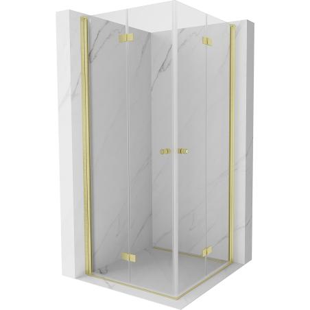Cabină de duș pliabilă Mexen Mist-F Duo 70 x 70 cm, transparent, auriu periat - 8A6-070L-070P-55-00